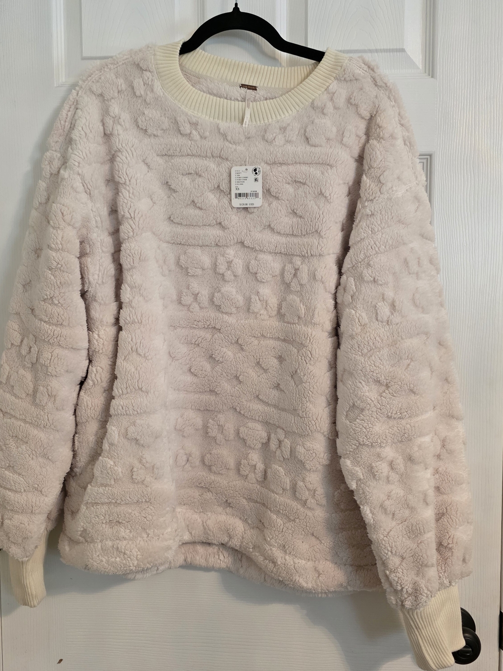 Free People Plush Crewneck Sweater - Ivory Combo Size Xs
